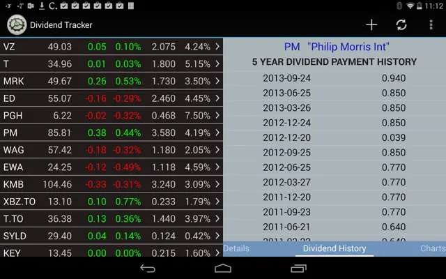 Dividend Tracker android App screenshot 1